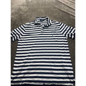 Polo Ralph Lauren Mens Classic Fit Striped Pocket Polo Shirt Navy‎ White Size M